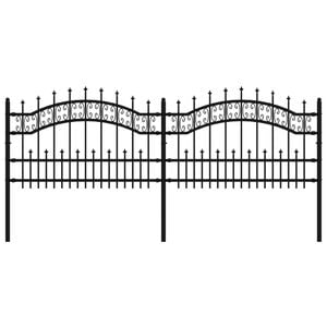 vidaXL Garden Fence with Spear Top Black 94.5"x29.5" Powder-coated Steel