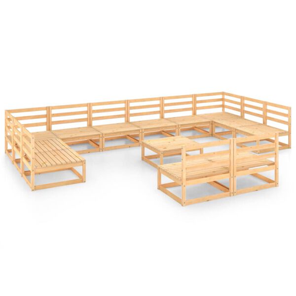 vidaXL 13 Piece Patio Lounge Set Solid Pinewood