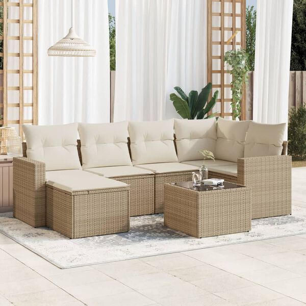 vidaXL Garden Sofa Set Beige, Cream White