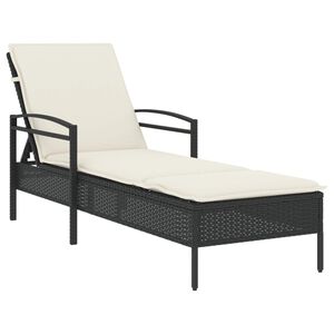 vidaXL Sun Lounger Black, Cream