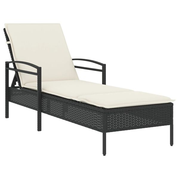 vidaXL Sun Lounger Black, Cream