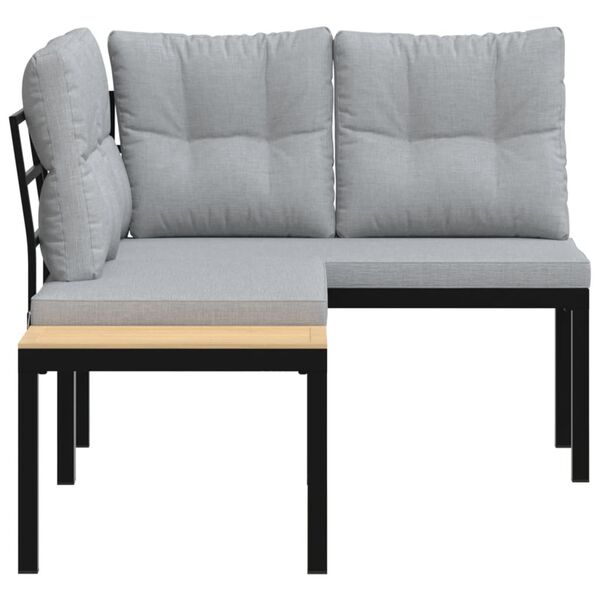 vidaXL Garden Bench Set of 2 Black Powder-coated steel 68.1 in Modular