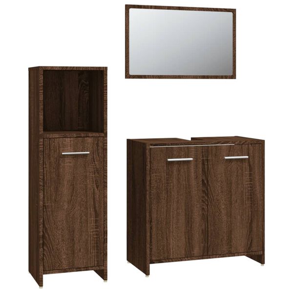 vidaXL Bathroom Furniture Set Brown Oak Engineered Wood Compact