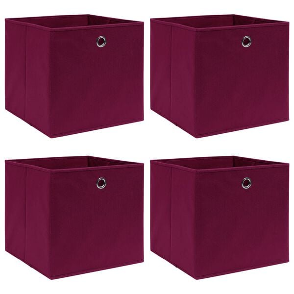vidaXL Storage Box Set of 4 Dark Red Non-woven fabric (100% polyester)
