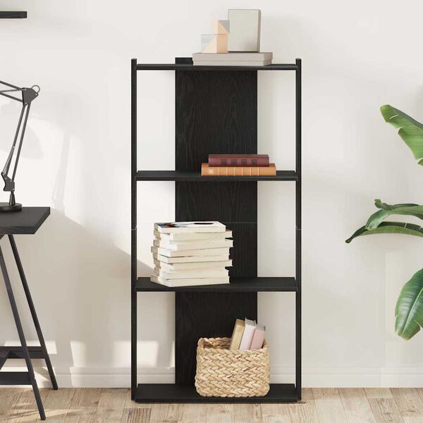 vidaXL Bookcase Black Engineered wood Medium Bookcase Rectangular