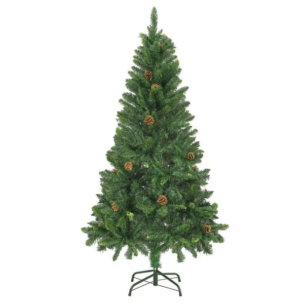 vidaXL Artificial Pre-lit Christmas Tree with Pine Cones Green 59.1"