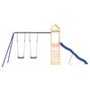 vidaXL Outdoor Playset Natural wood, Blue Solid pine wood, Polypropylene