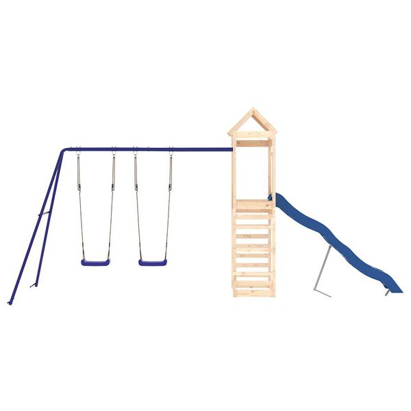 vidaXL Outdoor Playset Natural wood, Blue Solid pine wood, Polypropylene
