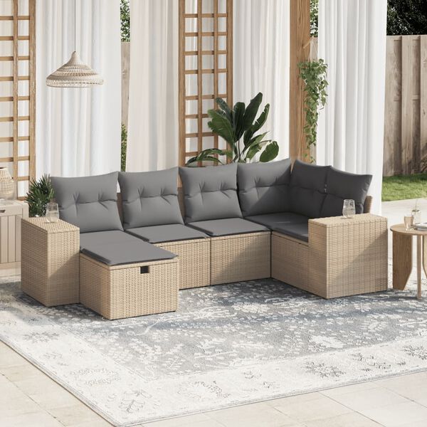 vidaXL Garden Sofa Set Mix Beige Poly Rattan, Steel Modular