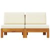 vidaXL Wooden Sofa Cream White, Wood Brown Solid Acacia Wood, Polyester