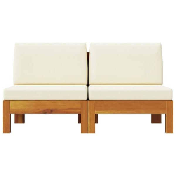 vidaXL Wooden Sofa Cream White, Wood Brown Solid Acacia Wood, Polyester