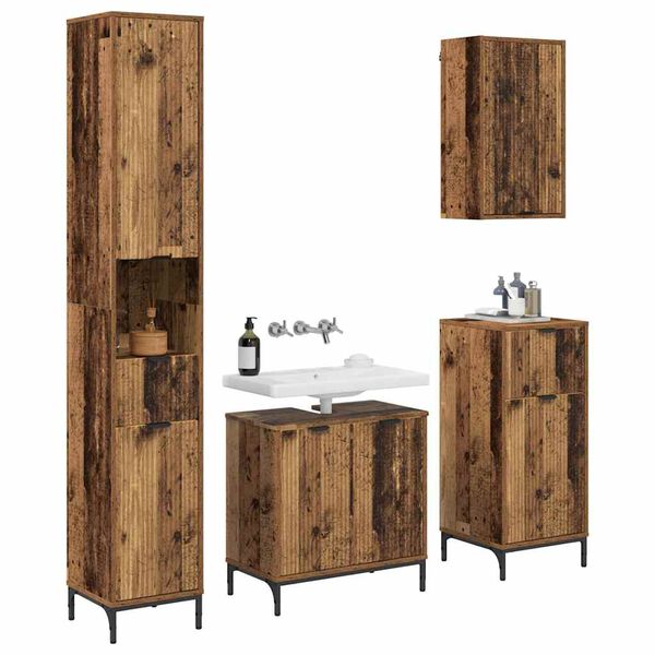 vidaXL Bathroom Furniture Set Old Wood Engineered wood, Metal