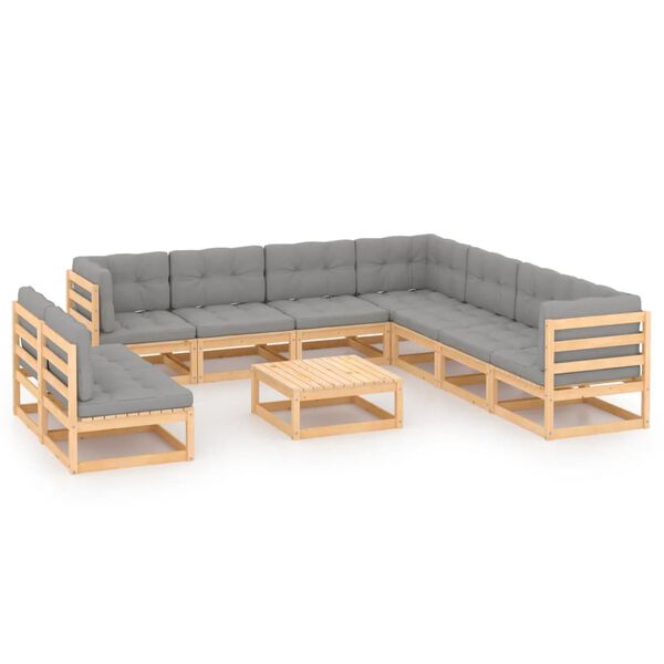 vidaXL Garden Lounge Set Natural Wood Solid Pinewood Large Durable