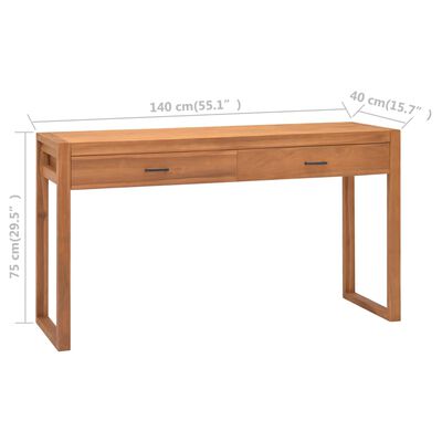 vidaXL Desk with 2 Drawers 55.1"x15.7"x29.5" Recycled Teak Wood