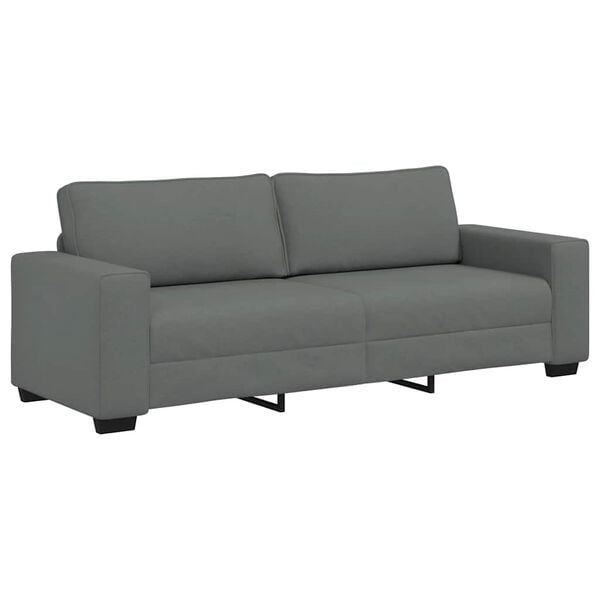 vidaXL 3-seater Sofa Dark grey Polyester, Metal, Plywood, Solid Wood