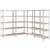 vidaXL 5-Layer Storage Shelves 4 pcs Silver Steel&Engineered Wood