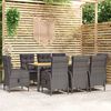 vidaXL Garden Dining Set Grey Poly Rattan Large Garden Dining Set