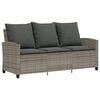 vidaXL Garden Sofa Grey PE rattan 3-seater Adjustable Feet Garden Sofa
