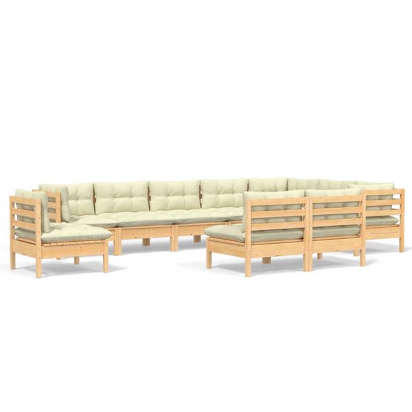 vidaXL Garden Lounge Set Cream Solid pinewood, 100% polyester Large