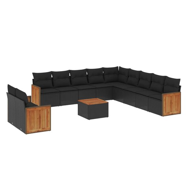 vidaXL Garden Sofa Set Black