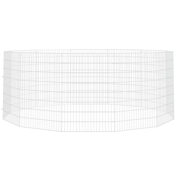 vidaXL Animal Enclosure Silver Galvanized Iron 12-Panel Collapsible
