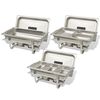 vidaXL 3 Piece Chafing Dish Set Stainless Steel