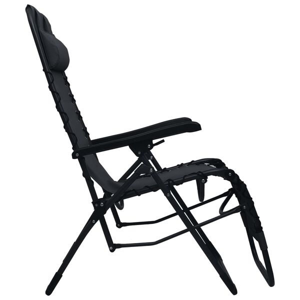 vidaXL Garden Chair Black Textilene, Steel Standard Foldable