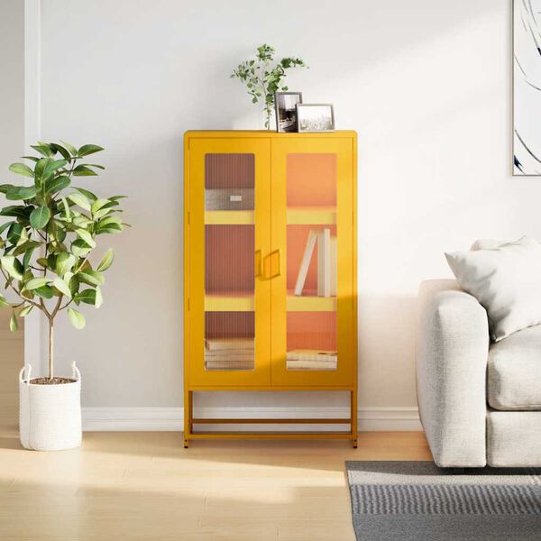 vidaXL Highboard Mustard Yellow Cold-rolled steel Standard