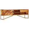 vidaXL TV Cabinet Brown Solid Acacia Wood, Brass powder-coated iron