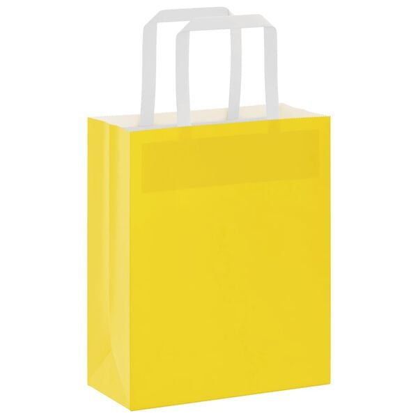 vidaXL Paper Bags 50 pcs with Handles Yellow 18x8x22 cm
