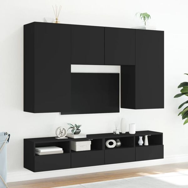 vidaXL TV Wall Cabinet Black Engineered wood 39.4 x 11.8 x 11.8 in