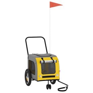 vidaXL Pet Bike Trailer Yellow and Grey 49.21 x 20.87 x 21.26 in