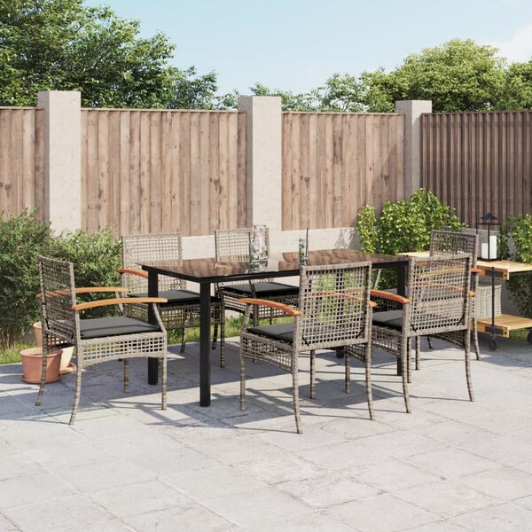 vidaXL Garden Dining Set Grey PE Rattan Standard Removable Covers