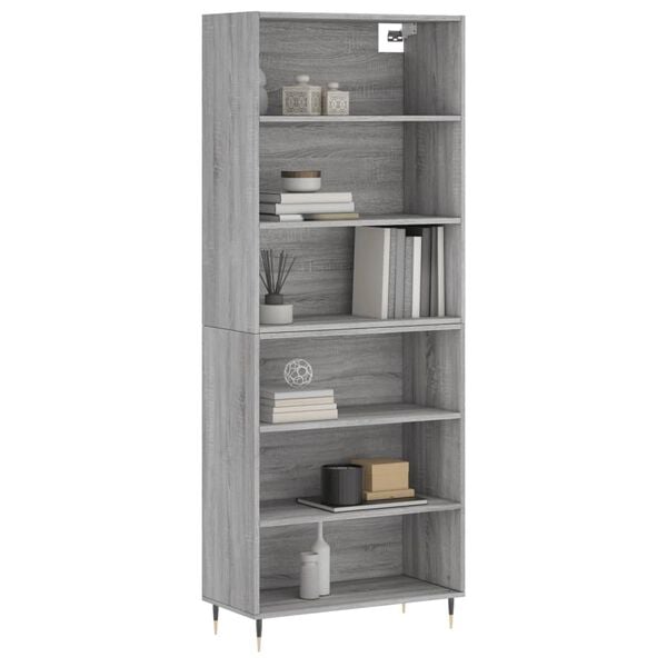 vidaXL Highboard Grey Sonoma Engineered Wood, Metal Standard Highboard