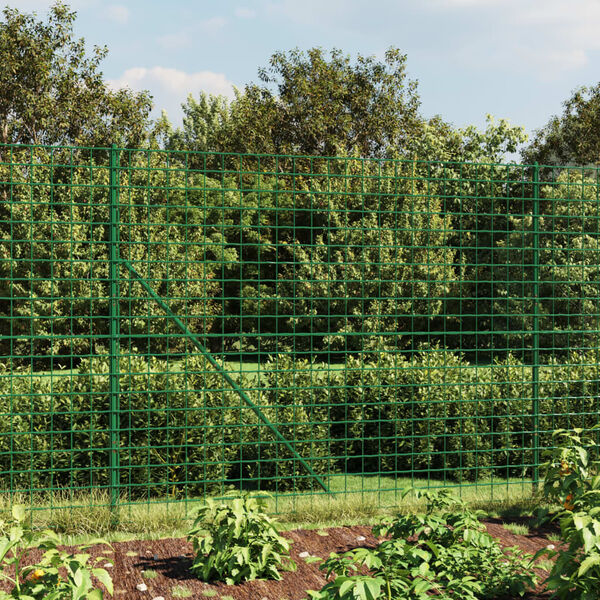 vidaXL Wire Mesh Fence Green 5.9x32.8' Galvanised Steel