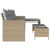 vidaXL Garden Sofa Mix beige PE Rattan, Powder-Coated Steel, Tempered Glass