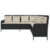 vidaXL Patio Sofa with Cushions L-Shaped Black Poly Rattan