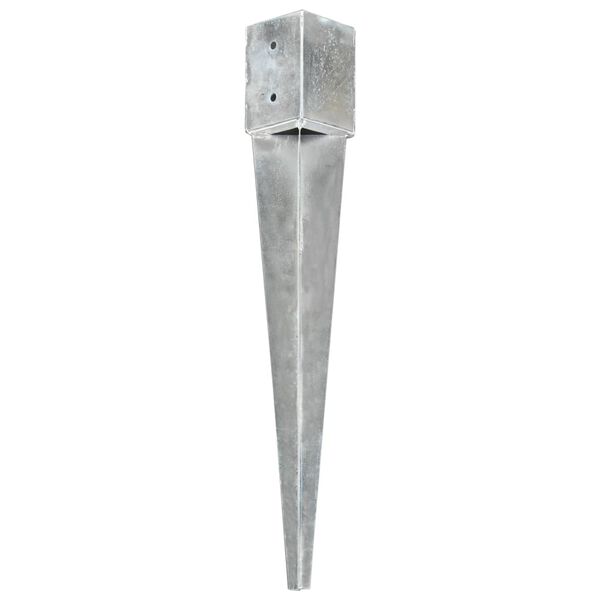 vidaXL Ground Spikes 2 pcs Silver 3.9x3.9x29.9" Galvanised Steel