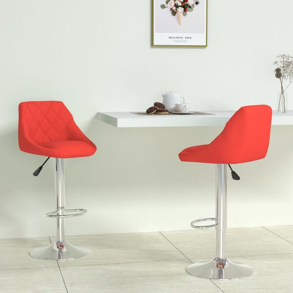 vidaXL Chair Set of 2 Red Faux leather, chromed steel Regular Footrest