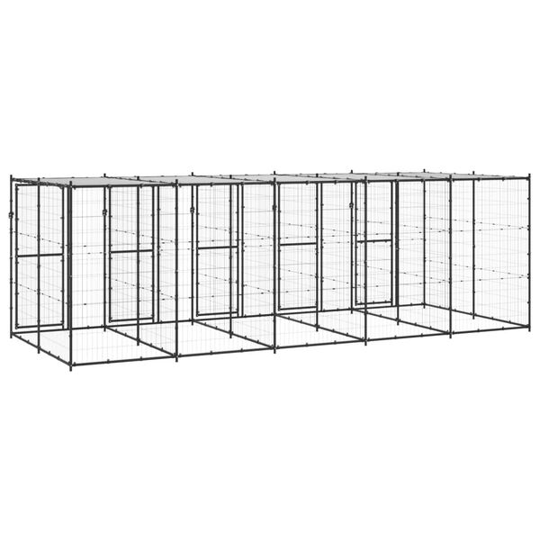 vidaXL Dog Kennel Black and silver Powder-coated steel, PE