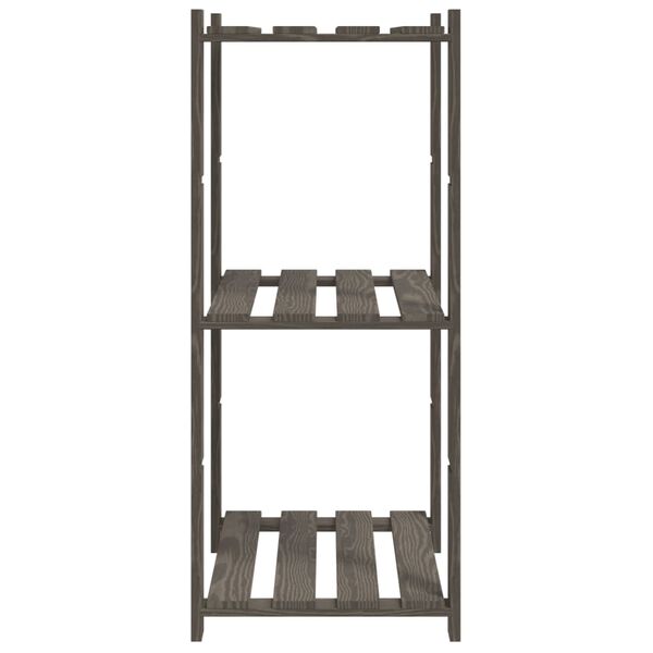 vidaXL 3-Tier Storage Rack Grey 23.6x15.0x35.4" Solid Wood Pine