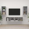 vidaXL Wall-mounted TV Stands 4 pcs Concrete Gray Engineered Wood