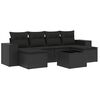 vidaXL Garden Sofa Set Black PE rattan, powder-coated steel, tempered glass