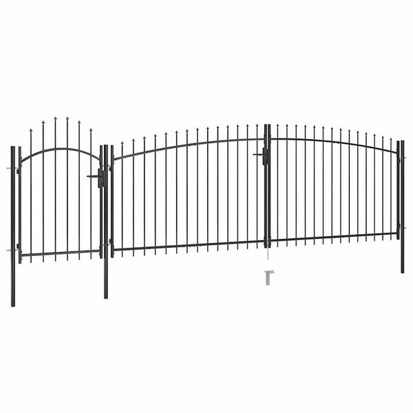vidaXL Patio Fence Gate with Spear Top 16.4x4.9' Black