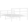 vidaXL Bed Frame White Powder-Coated Steel Full Bed Frame Rectangular