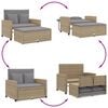 vidaXL Patio Sofa Beige PE rattan, powder-coated steel, polyester 2-seater