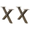 vidaXL Coffee Table Legs X-Shaped 2 pcs Natural Steel 23.6x(11.8-12.2)" Steel