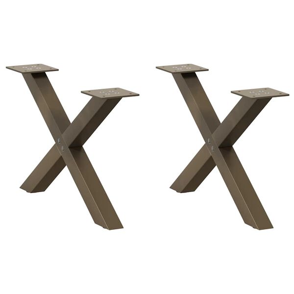 vidaXL Coffee Table Legs X-Shaped 2 pcs Natural Steel 23.6x(11.8-12.2)" Steel