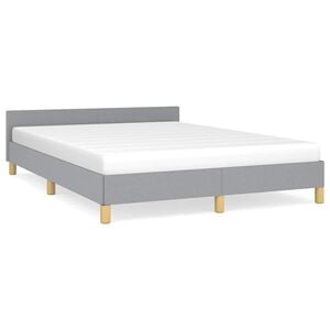 vidaXL Bed Frame With Headboard Light Grey