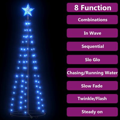vidaXL Christmas Cone Tree Blue 84 LEDs Decoration 19.7"x59.1"